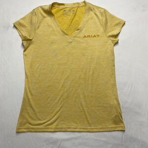 Ariat Women Yellow AriatTEK V-Neck Performance T-Shirt Sunflower Graphic Large